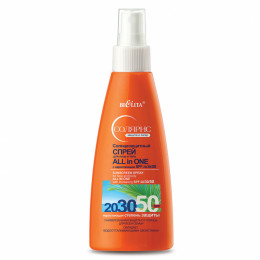 Спрей для лица и тела Белита ALL IN ONE с нарастающим SPF 20/30/50 солнцезащитный 150 мл