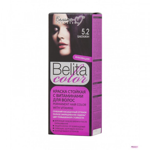 Крем-краска стойкая Belita Сolor с витаминами баклажан тон №5.2 Крем-краска стойкая Belita Сolor с витаминами баклажан тон №5.2